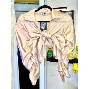 Fashion Nova Hollywood Blouse with Ruched Sleeves